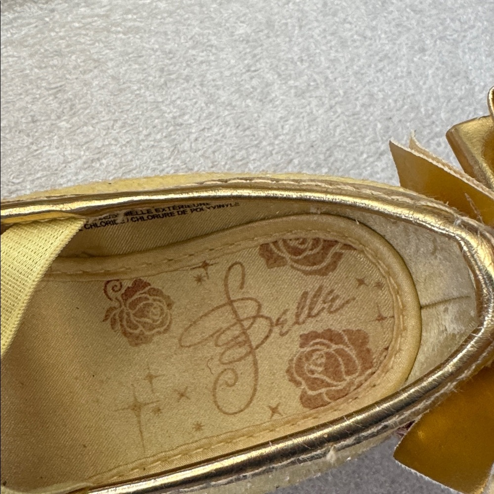 Disney Toddler Girl 9-10 Princess Dress Up Gold Shoes with Bow Accent & 1” Heel - Picture 4 of 10